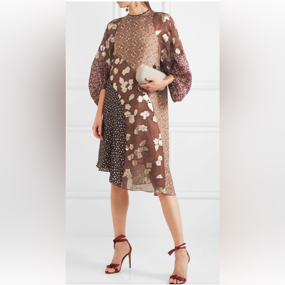 Biyan - Loki Asymmetric Printed Silk-Chigfon Dress - Size: XS